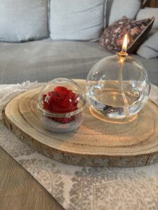 ECRIN EN VERRE ROSE ETERNELLE ROUGE