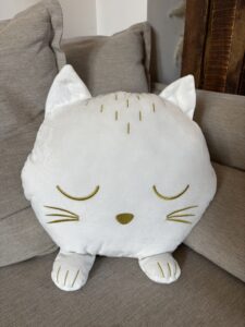 COUSSIN PLAID CHAT BLANC
