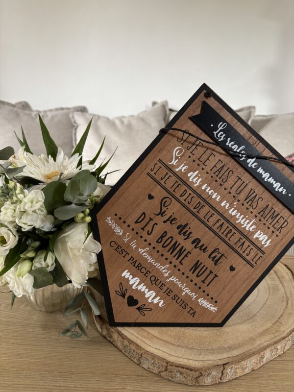 PLAQUE EN BOIS - LES REGLES DE MAMAN