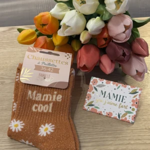 MAMIE COOL FLEURS CHAUSSETTES A PAILLETTES