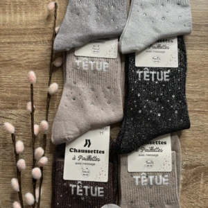 CHAUSSETTES STRASS TETUE A PAILLETTES [6 COULEURS ]