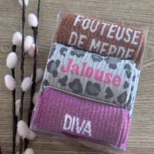 COFFRET FOUTEUSE DE MERDE CHAUSSETTE A PAILLETTES