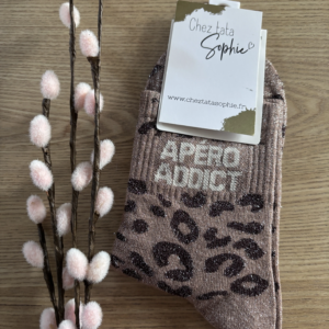 LEOPARD APERO ADDICT MARRON CHAUSSETTES A PAILLETTES