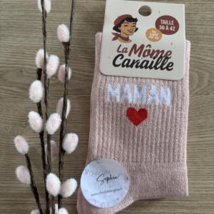 MAMAN COEUR ROUGE (la môme) - CHAUSSETTES A PAILLETTES